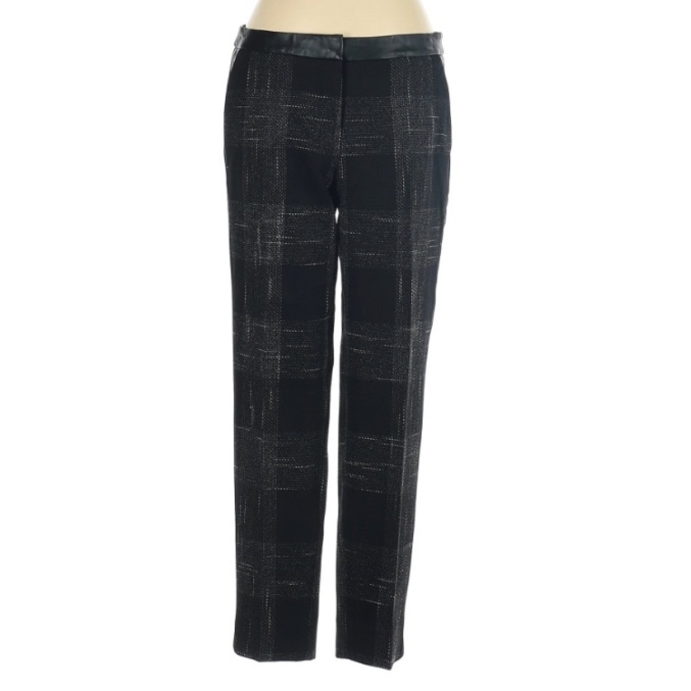 H&M checker print faux leather band dress pants 4